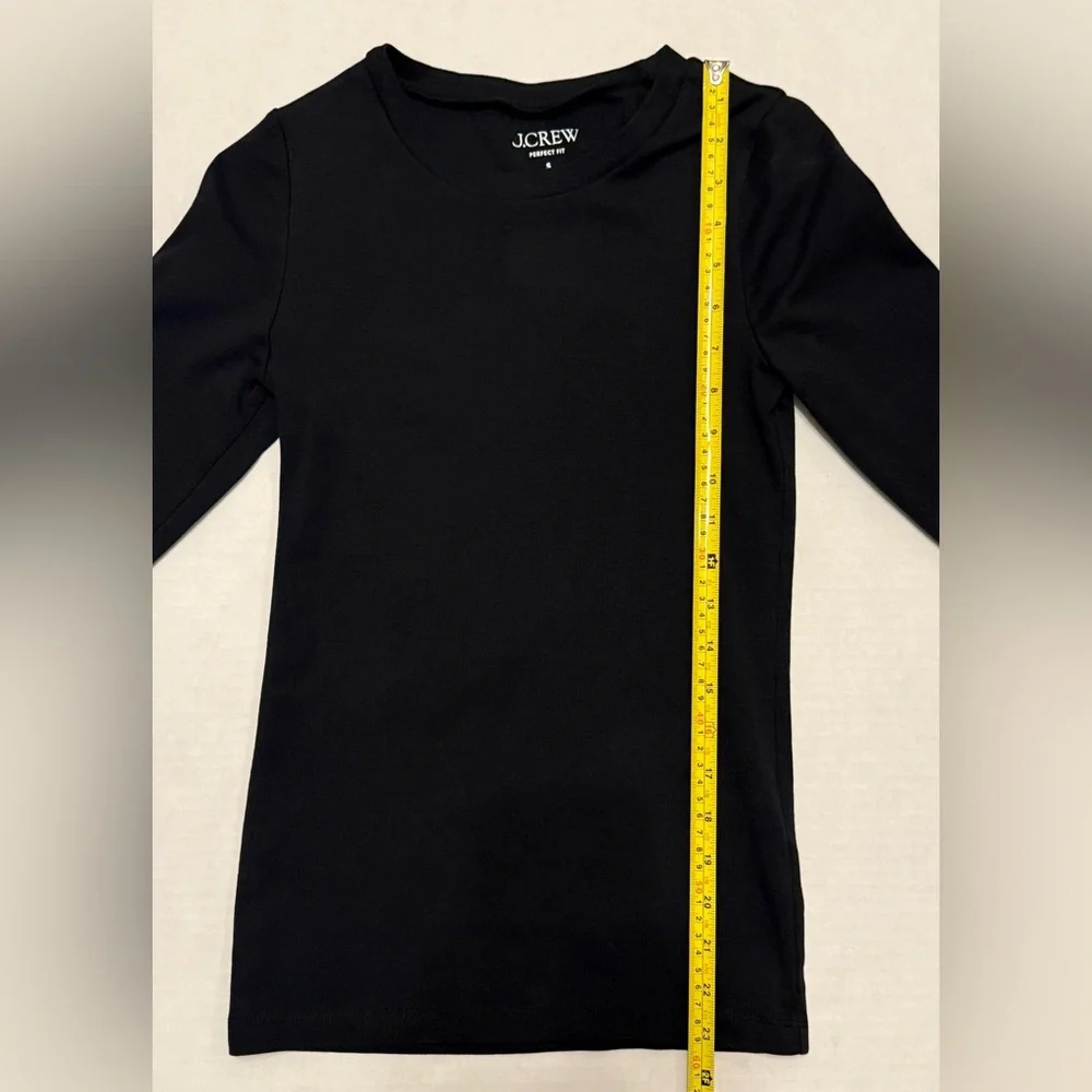 J. Crew Perfect Fit Long Sleeve Crewneck T-Shirt Black Size S BL112